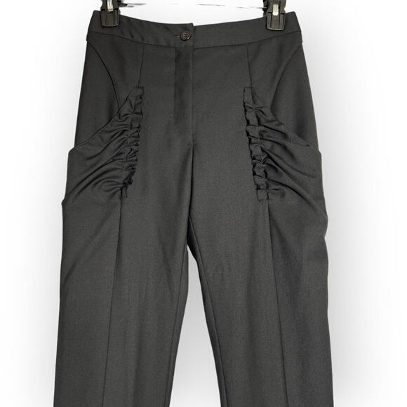 Bruno Pieters Ruffled Pant High Rise EU 36 WAIST 25 x 32 Black Zip Ankle Belgian - Picture 7 of 12